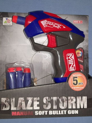 Blaze Storm πιστόλι σαν καινούργιο, χειροκίνητο με 5 μαλακά βελάκια αφρού