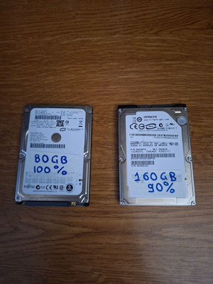 HDD σκληροί δίσκοι μεταχειρισμένοι, πακέτο 2, 2.5 ιντσών, Fujitsu 80GB και Hitachi 160GB