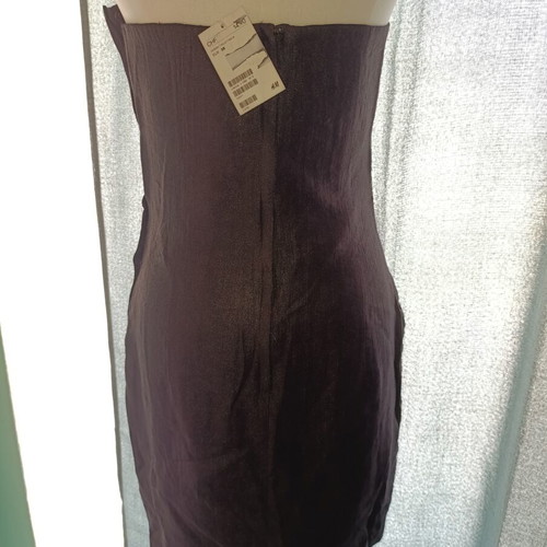 Mini Strapless Dress H&M New, Black Metallic Size M Petite