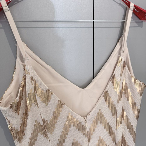 Desiree evening dress with gold beige sequins like new, size L