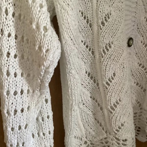 White handmade knitted vintage cardigan like new, size M