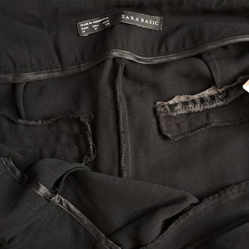 ZARA BASIC Black Pleated Elastic-Waist Tapered Trousers, Size Medium