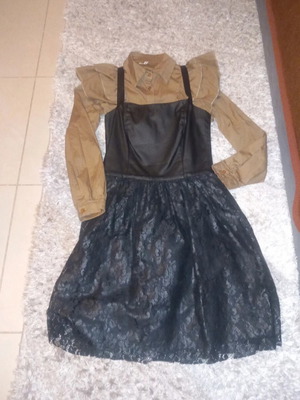 Hype dress leatherette with lace and one size shirt new