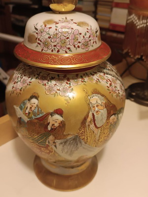 Satsuma vase used, Chinese, hand painted