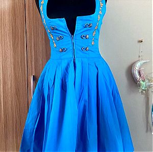 Μπλε κυανό Αυστριακό φόρεμα