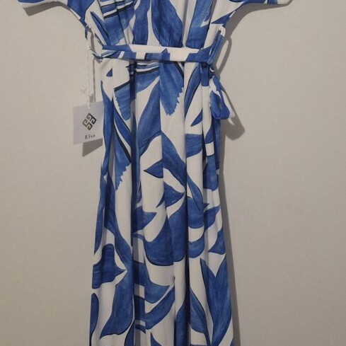 Jumpsuit one size, new, white and blue with belt