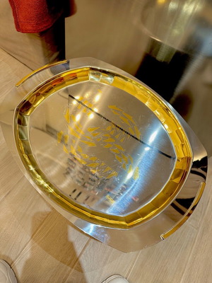 Vintage Royal Queen Italy Inox 18/10 tray with 24K gold details like new