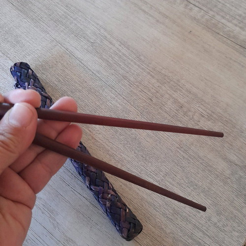 Handmade wooden chopsticks with woven bamboo case new