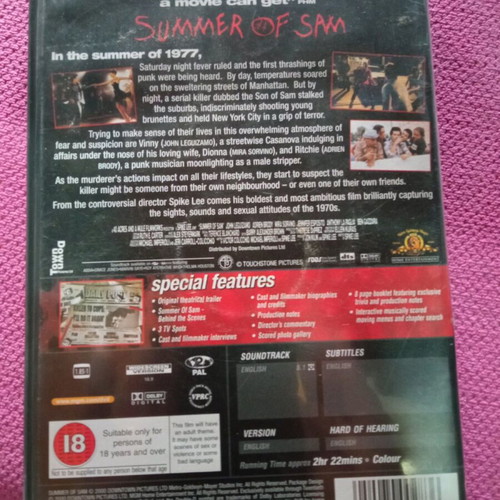 Summer of Sam DVD like new, subbed thriller adventure horror