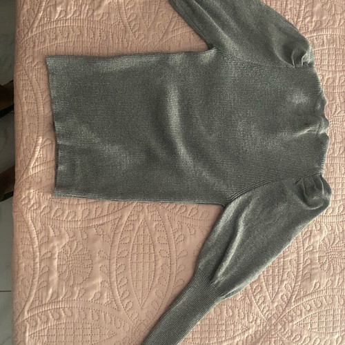 Lurex blouse silver with puffed sleeves size S new