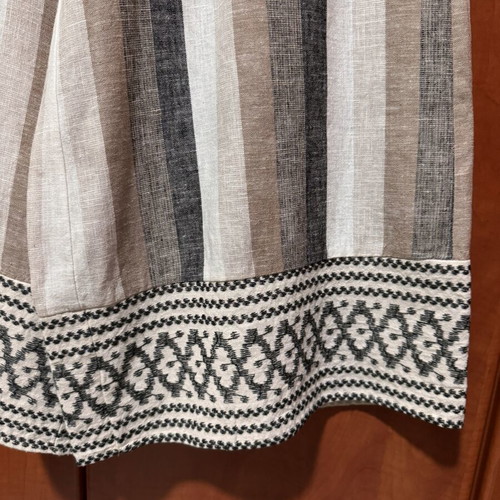 Moutaki wide-leg pants size S used, boho chic linen with stripes and embroidery