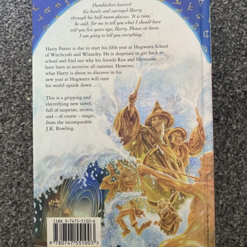 Harry Potter and the Order of the Phoenix book used, first edition, rare misprint
