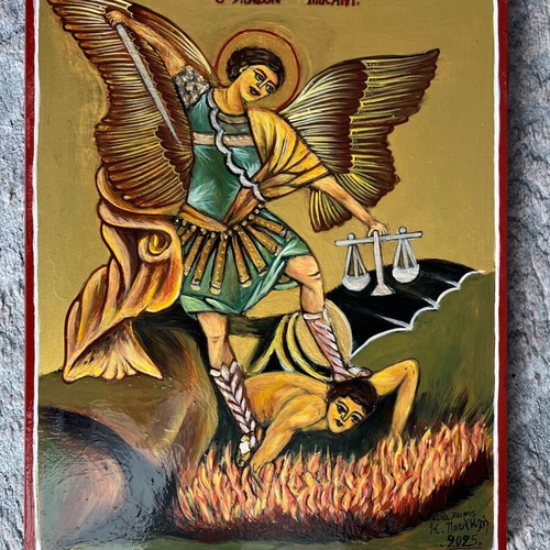 Archangel Michael icon new on wood with gold background