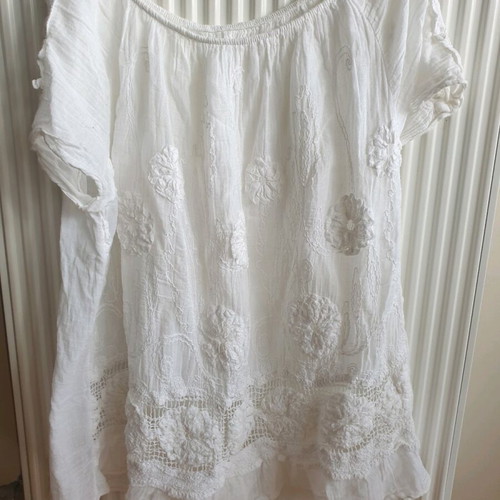 Cotton mini dress with lace white like new