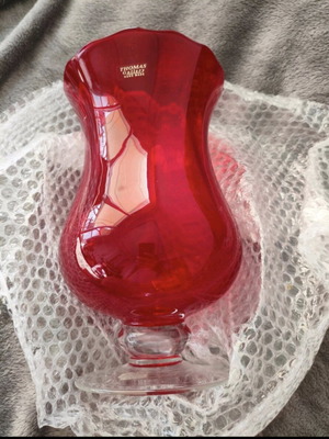 Red vase handmade, slightly used
