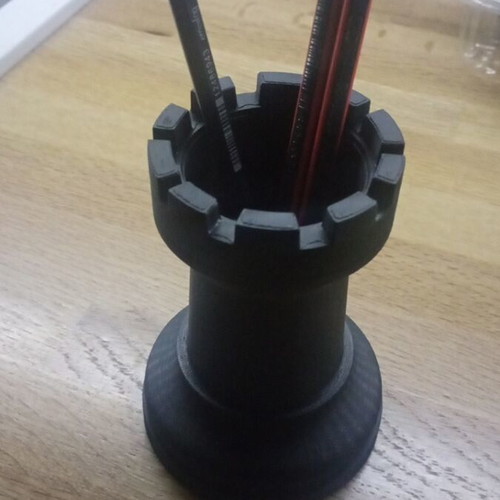 Black chess rook pencil holder, 3D printed