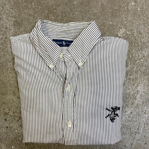 Ralph Lauren black and white striped dress shirt, M, embroidery