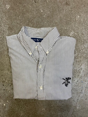 Ralph Lauren black and white striped dress shirt, M, embroidery