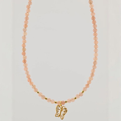 Handmade necklace with natural Sunstone and 925 gold-plated silver