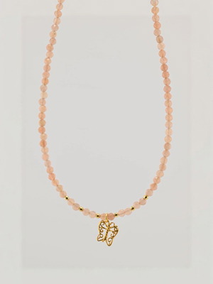 Handmade necklace with natural Sunstone and 925 gold-plated silver