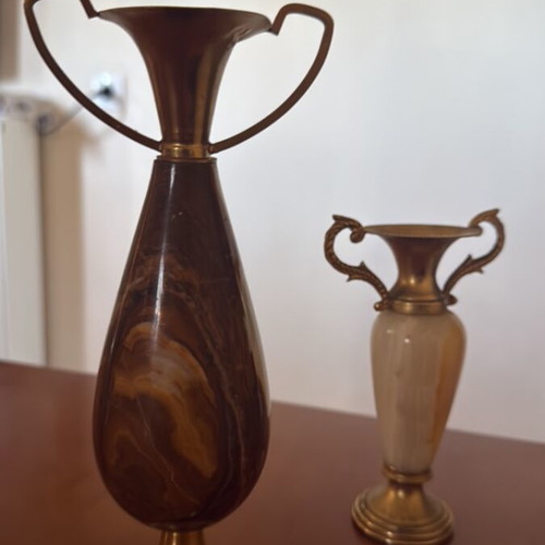 Brass Amphorae with Natural Stone used