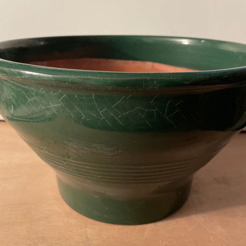 Clay green flowerpot cachepot without hole 22cm diameter X 13 height No3 new