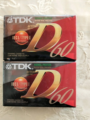 TDK D 60 cassette tapes new sealed pack of 2