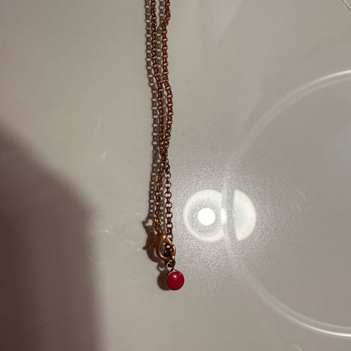 Mazaraki long necklace pink gold with blue evil eyes like new