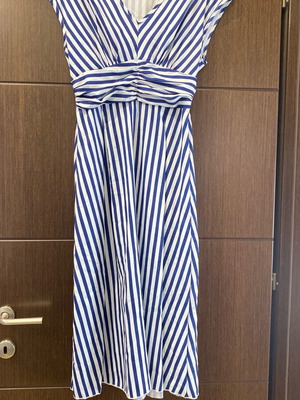 Shein striped blue white sleeveless mid-length dress new