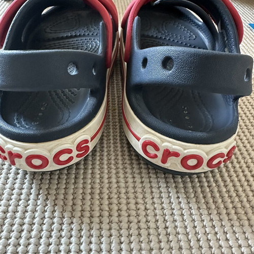 Crocs kids sandals size 9, red and blue