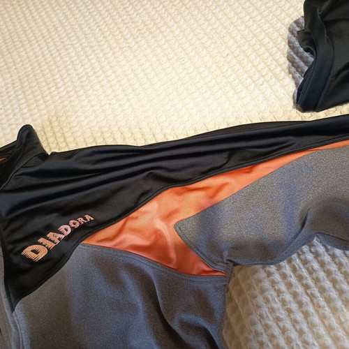 Diadora tracksuit jacket and pants, XL, grey black salmon