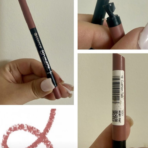 Essence 8H Matte Comfort Lipliner no.12 Cushion Talk with sharpener