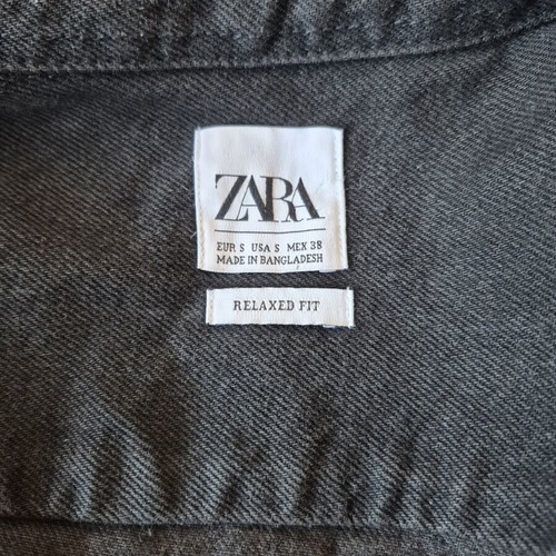 Zara Man Distressed Denim Shirt Relaxed Fit Size S like new