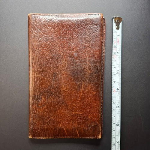 Vintage leather wallet used, brown real calf made in England