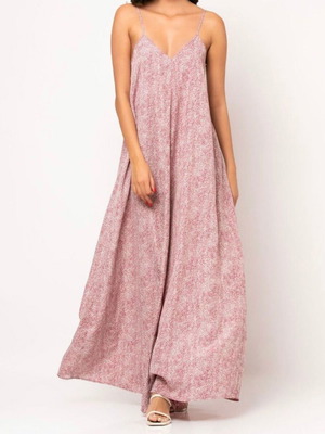 Φόρεμα maxi με V εμπριμέ Cherry λεοπάρ, για S/M και M/L