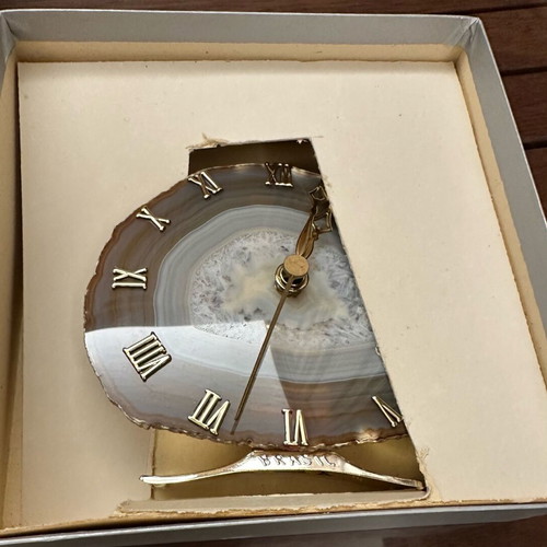 Vintage classic table clock new, natural agate stone