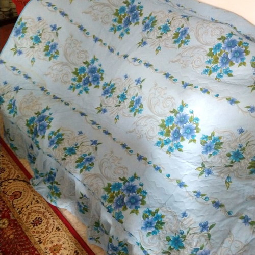 German quilt from 1970 new for double bed, blue
