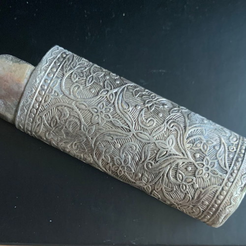 Bic lighter case silver used, carved design