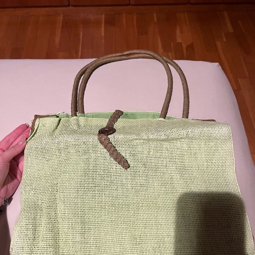 Beach bag new, pastel green shoulder