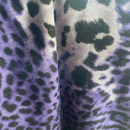 Yves Saint Laurent scarf used, vintage wool cashmere, purple and black leopard