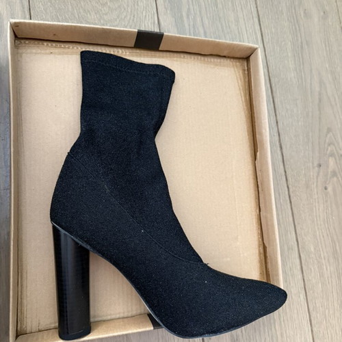 JK London ankle boots, size 37, black lurex texture