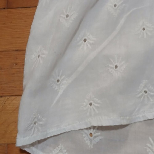 Esante white blouse with lace and ruffles on shoulders, size Small, like new