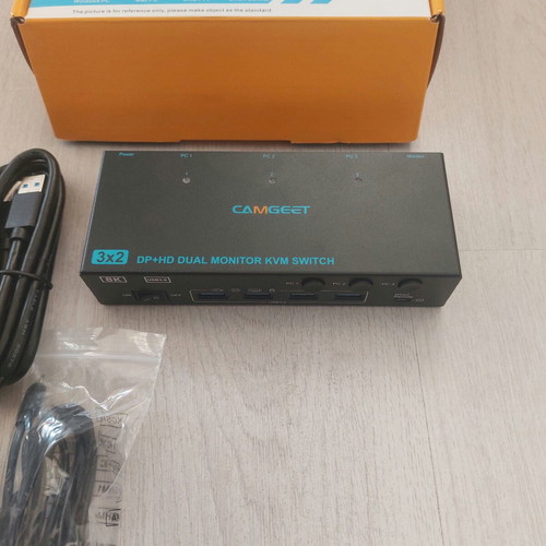 Camgeet Dual KVM Switch 3x2 (DP + HDMI) New, USB 3.0, 4K@144Hz / 8K