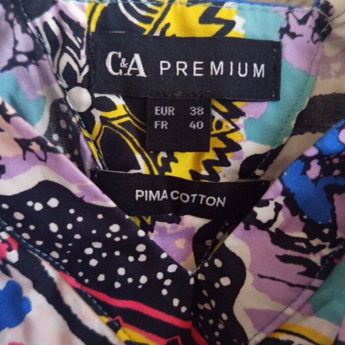 C&A Premium Cropped Top with Puff Sleeves and Boho Pattern new