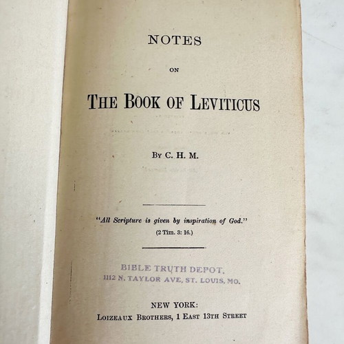 Notes on the Book of Leviticus by C.H. Mackintosh used, 19th century edition