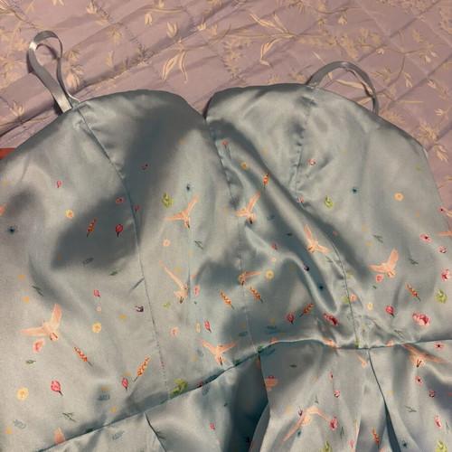 Axel dress size 44 satin like new, blue with floral pattern