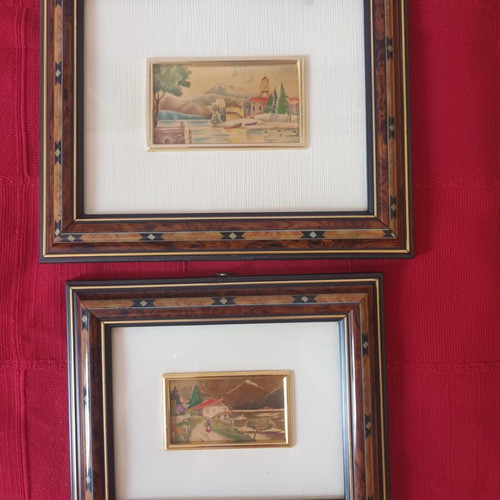 Italian chromolithographs used, set of 2 framed prints