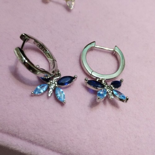 Silver earrings hoops with butterflies new