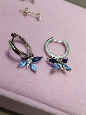 Silver earrings hoops with butterflies new