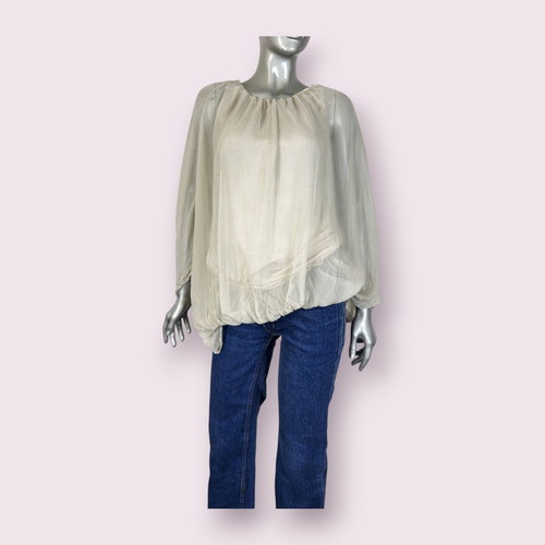 Silk sleeveless blouse used, one size, beige